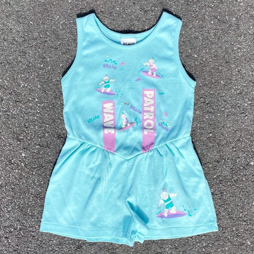 Wave Patrol Bears Double Sided Vtg 1990s Jet Set Romper Youth Size (4T)